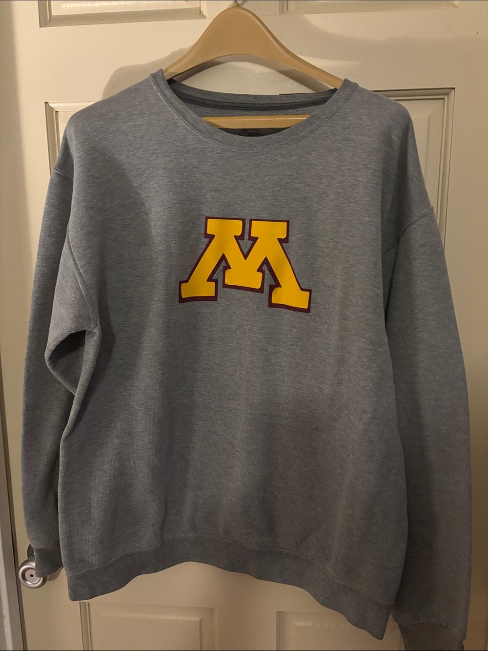 Gray Crewneck Sweatshirt with Yellow & Maroon Logo MINNESOTA GOPHERS